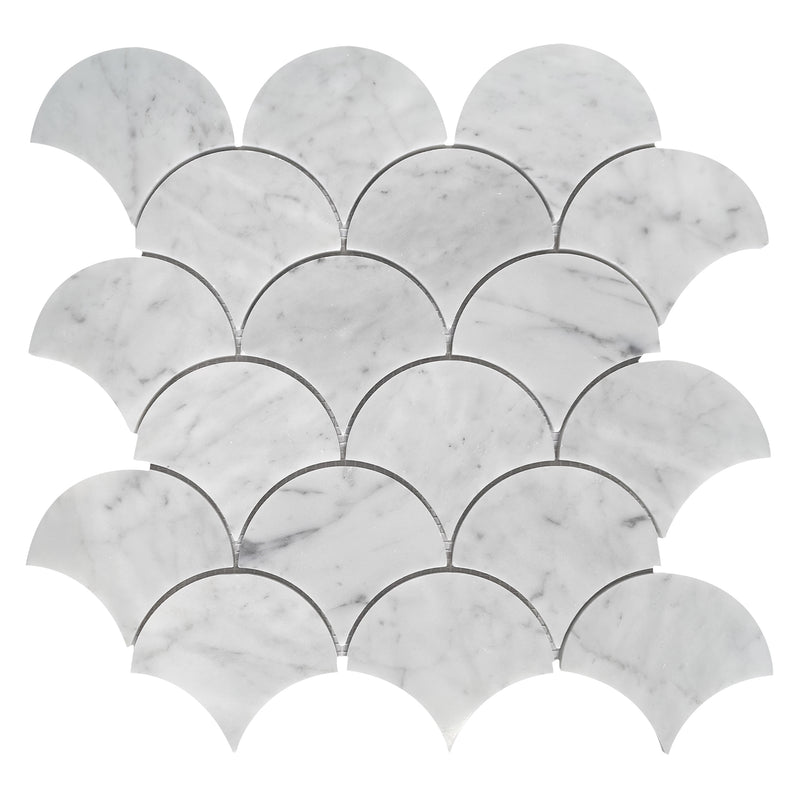 12-in x 12-in Polished Oriental White Shell Marble Mosaic Wall Tile( 5 sq. ft. /Box )