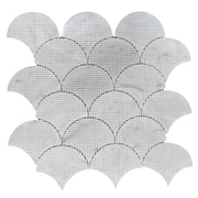 12-in x 12-in Polished Oriental White Shell Marble Mosaic Wall Tile( 5 sq. ft. /Box )
