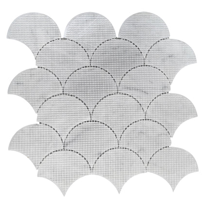 12-in x 12-in Polished Oriental White Shell Marble Mosaic Wall Tile( 5 sq. ft. /Box )