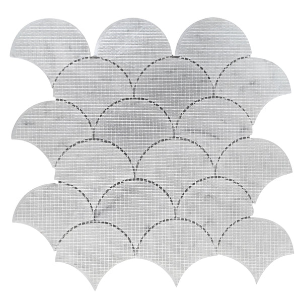 12-in x 12-in Polished Oriental White Shell Marble Mosaic Wall Tile( 5 sq. ft. /Box )
