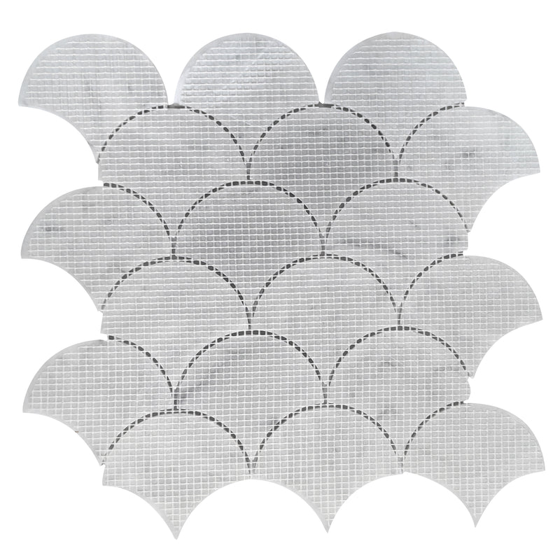 12-in x 12-in Polished Oriental White Shell Marble Mosaic Wall Tile( 5 sq. ft. /Box )