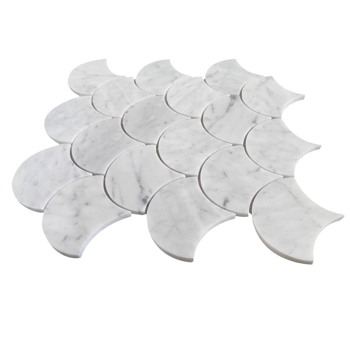 12-in x 12-in Polished Oriental White Shell Marble Mosaic Wall Tile( 5 sq. ft. /Box )
