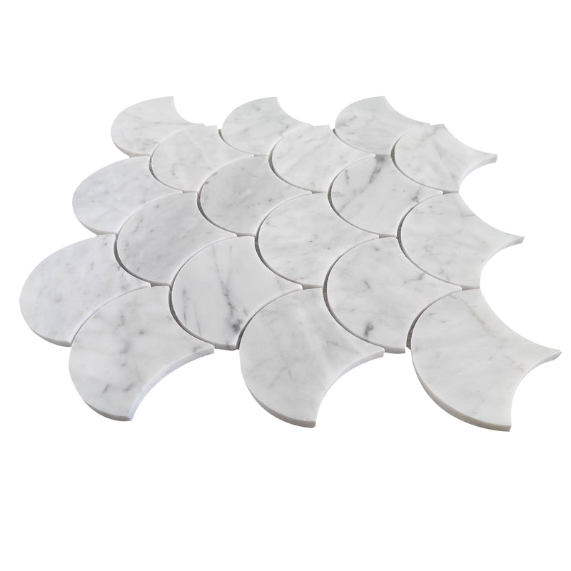 12-in x 12-in Polished Oriental White Shell Marble Mosaic Wall Tile( 5 sq. ft. /Box )
