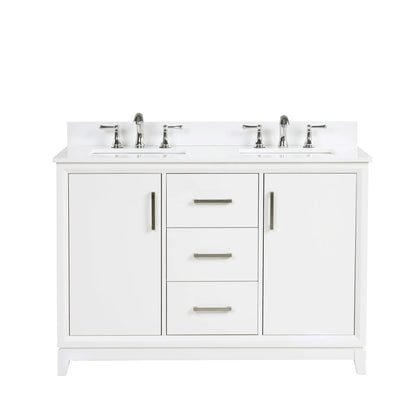 Luton 48" double Vanity With Crystal White Quartz Stone Top