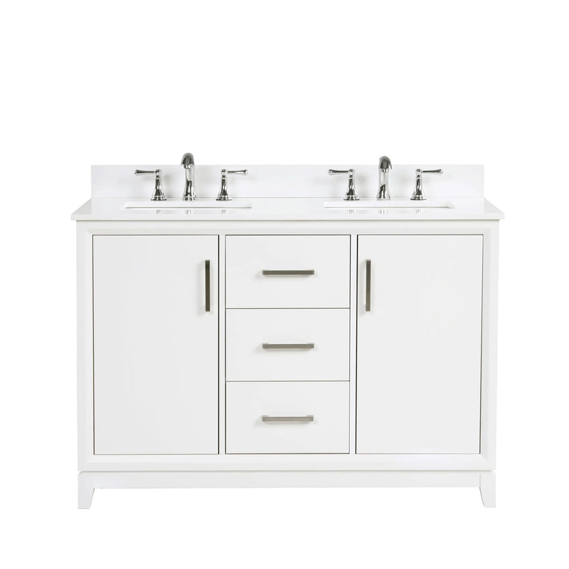 Luton 48" double Vanity With Crystal White Quartz Stone Top