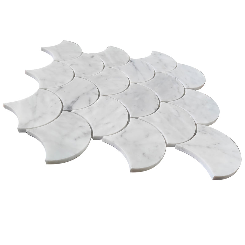 12-in x 12-in Polished Oriental White Shell Marble Mosaic Wall Tile( 5 sq. ft. /Box )