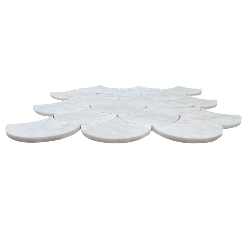 12-in x 12-in Polished Oriental White Shell Marble Mosaic Wall Tile( 5 sq. ft. /Box )