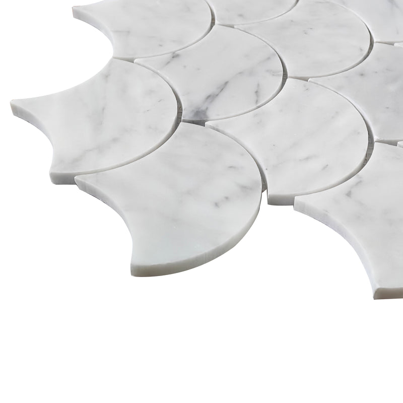 12-in x 12-in Polished Oriental White Shell Marble Mosaic Wall Tile( 5 sq. ft. /Box )