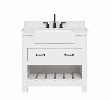 Farmington 36" Vanity Family Set With Carrara Engineered stone top - Dove White