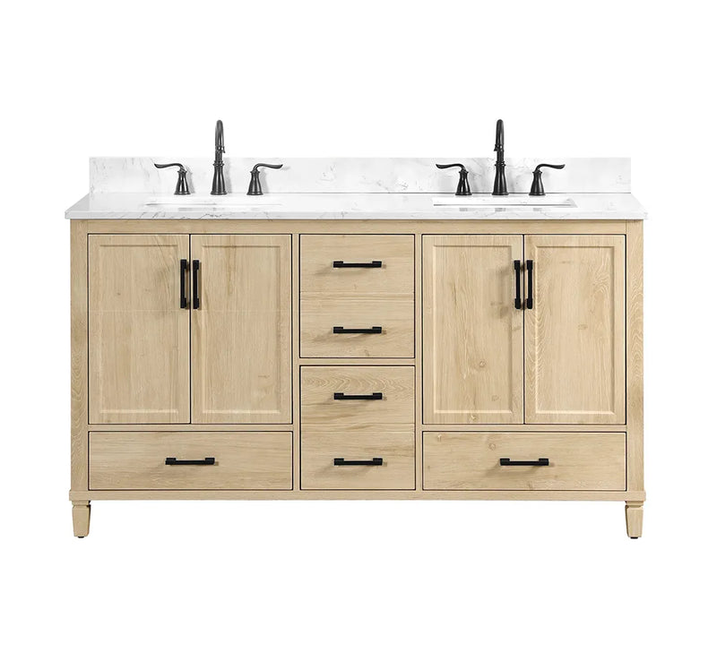 Hardin 60" Vanity Set With Carrara White Engineered Stone Top