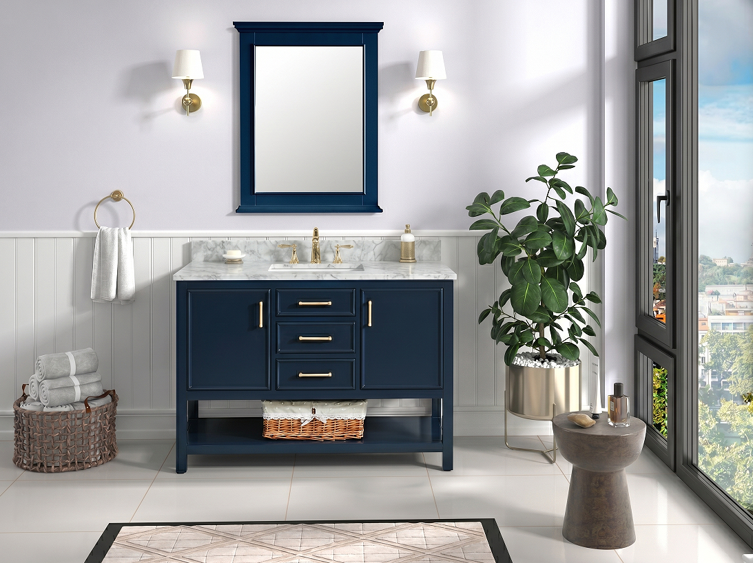 Premium Manhattan 48" Vanity With Premium Carrara Marble Top