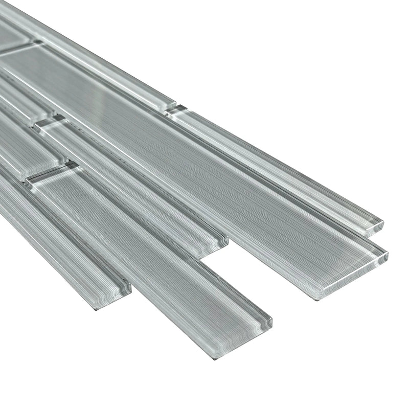 6-in x 18-in Ice Glass Mix Random Strip Decorative Mosaic Wall Tile( 7.5 sq. ft. /Box )