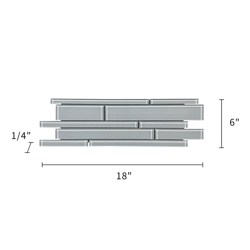 6-in x 18-in Ice Glass Mix Random Strip Decorative Mosaic Wall Tile( 7.5 sq. ft. /Box )