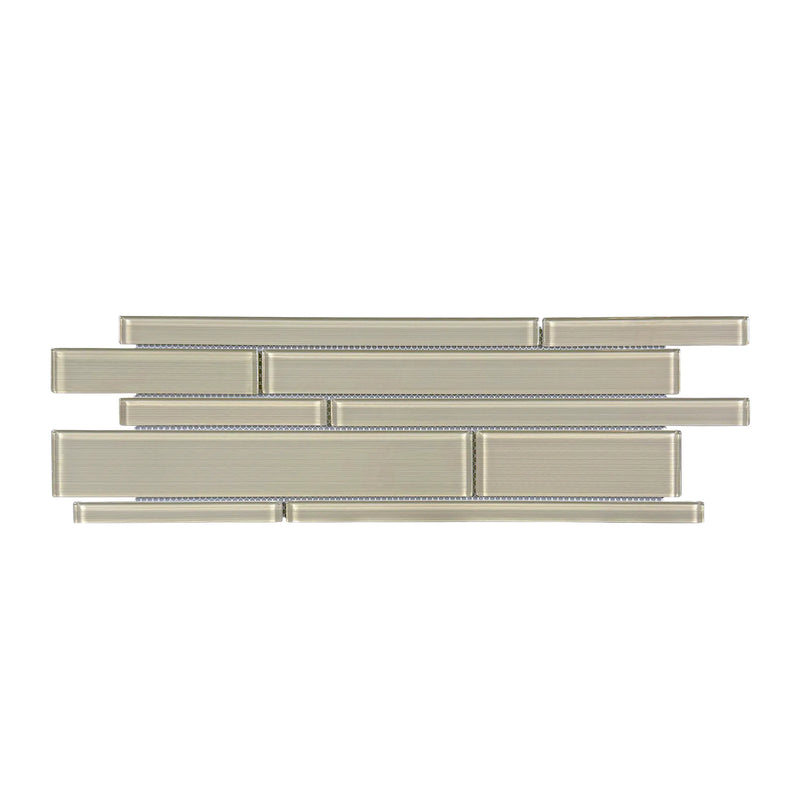 Nude Denim Glass Mix Random Strip 6-in x 18-in Glass Mosaic Wall Tile( 7.5 sq. ft. /Box )
