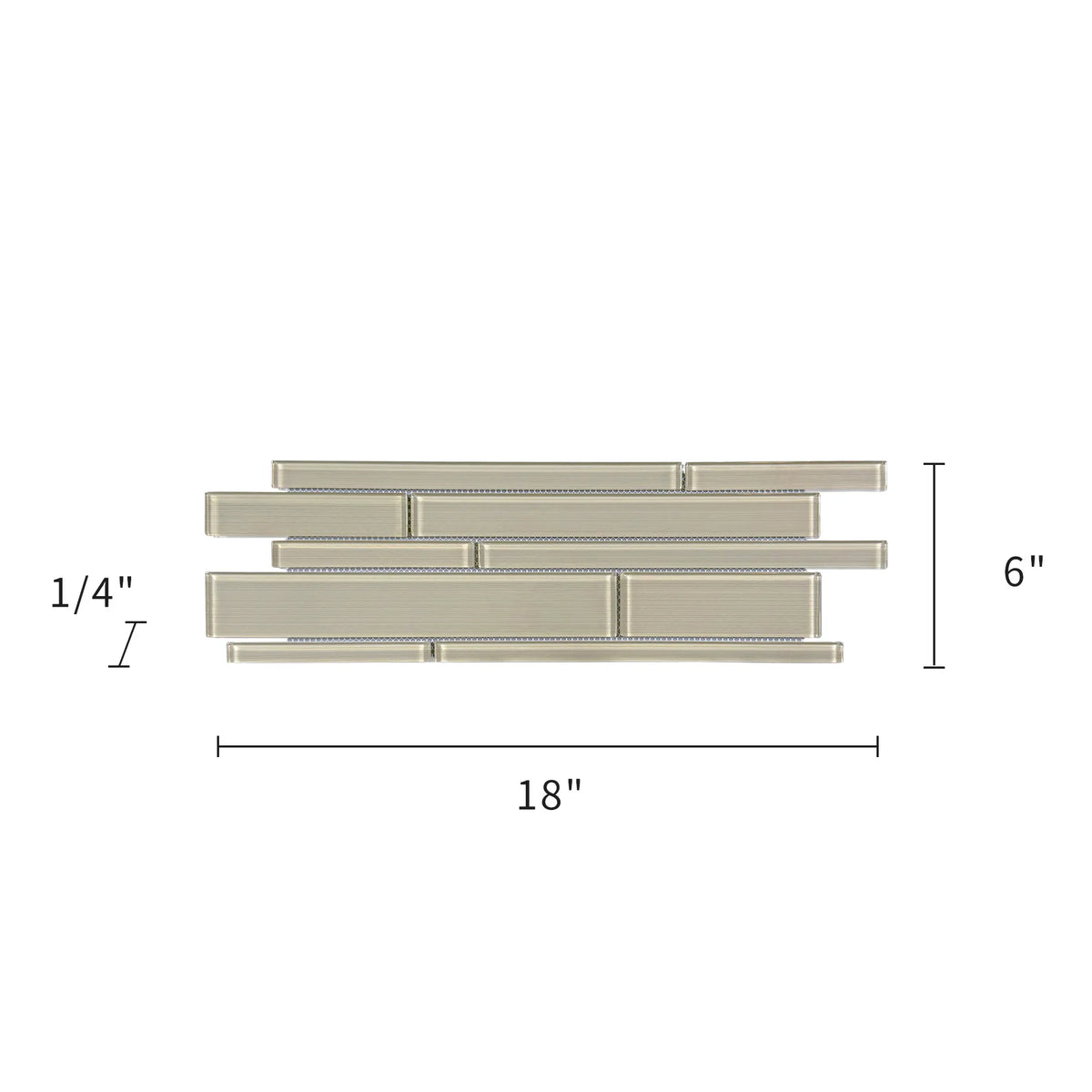 Nude Denim Glass Mix Random Strip 6-in x 18-in Glass Mosaic Wall Tile( 7.5 sq. ft. /Box )