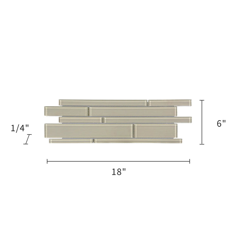Nude Denim Glass Mix Random Strip 6-in x 18-in Glass Mosaic Wall Tile( 7.5 sq. ft. /Box )
