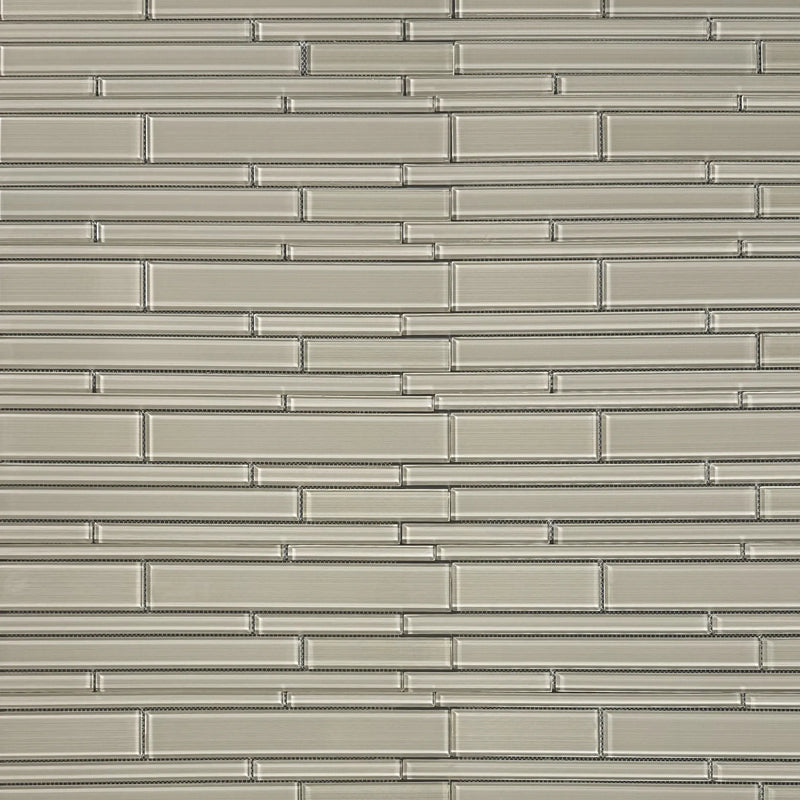 Nude Denim Glass Mix Random Strip 6-in x 18-in Glass Mosaic Wall Tile( 7.5 sq. ft. /Box )