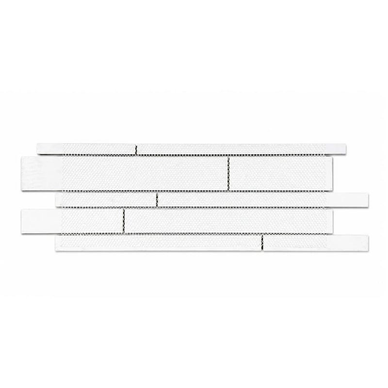 Nude Denim Glass Mix Random Strip 6-in x 18-in Glass Mosaic Wall Tile( 7.5 sq. ft. /Box )