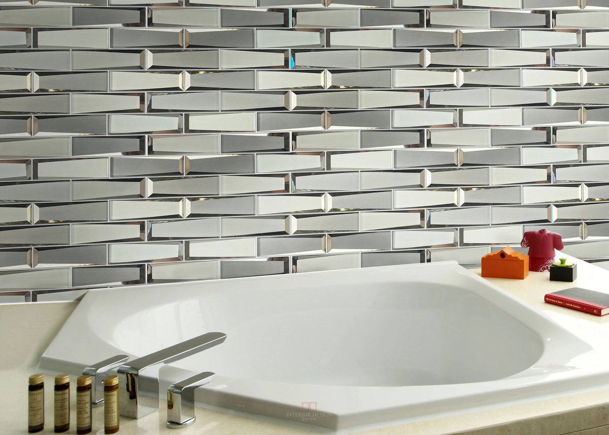 Carrara Marble & 3D Glass Mix 12-in x 12-in Glass Mosaic Wall Tile( 10 sq. ft. /Box )