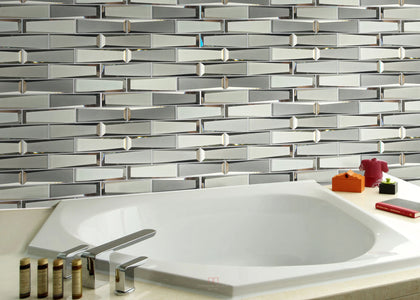Carrara Marble & 3D Glass Mix 12-in x 12-in Glass Mosaic Wall Tile( 10 sq. ft. /Box )