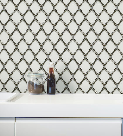 Feathered Lantern Pattern with Silver Trim 12-in x 10-in Glass Mosaic Wall Tile( 8.3 sq. ft. /Box )