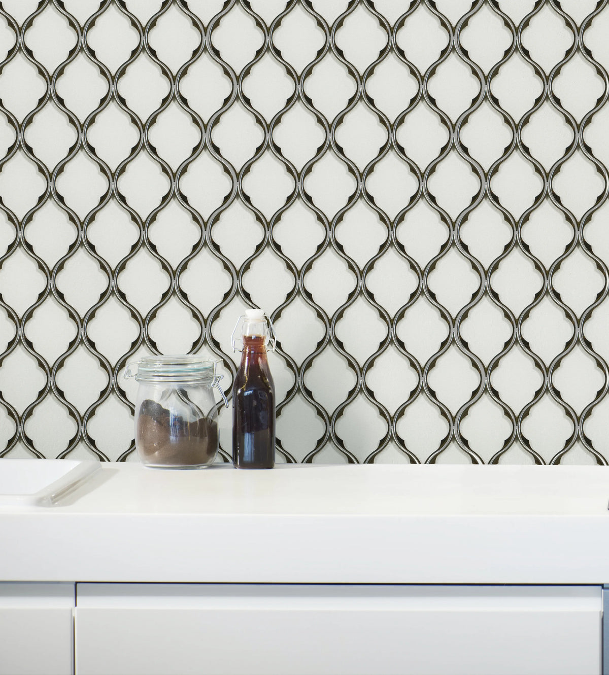 Feathered Lantern Pattern with Silver Trim 12-in x 10-in Glass Mosaic Wall Tile( 8.3 sq. ft. /Box )