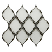 Feathered Lantern Pattern with Silver Trim 12-in x 10-in Glass Mosaic Wall Tile( 8.3 sq. ft. /Box )
