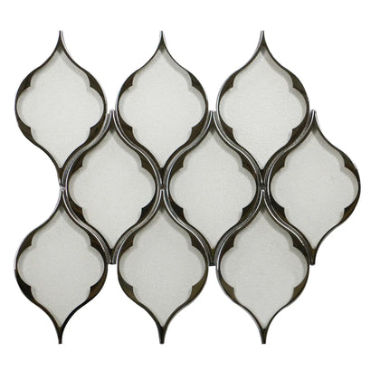 Feathered Lantern Pattern with Silver Trim 12-in x 10-in Glass Mosaic Wall Tile( 8.3 sq. ft. /Box )