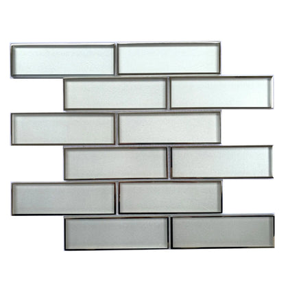 Champagne Glass Mosaic with Silver Metallic Trim 12-in x 12-in Glass Mosaic Wall Tile( 10 sq. ft. /Box )