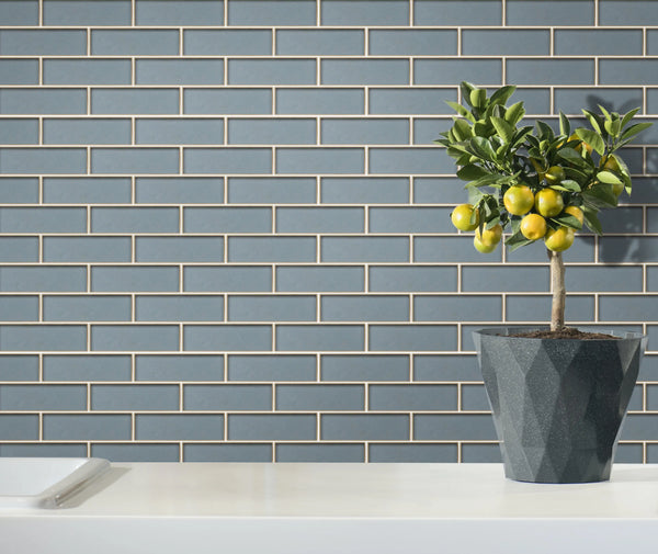 Dark Blue Glass Mosaic with Silver Trim 12-in x 12-in Glass Mosaic Wall Tile( 10 sq. ft. /Box )