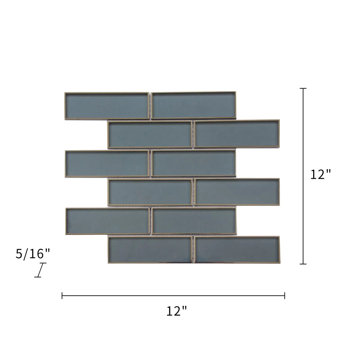Dark Blue Glass Mosaic with Silver Trim 12-in x 12-in Glass Mosaic Wall Tile( 10 sq. ft. /Box )