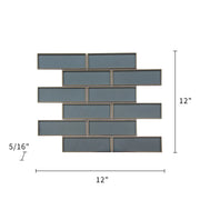 Dark Blue Glass Mosaic with Silver Trim 12-in x 12-in Glass Mosaic Wall Tile( 10 sq. ft. /Box )