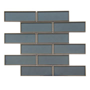 Dark Blue Glass Mosaic with Silver Trim 12-in x 12-in Glass Mosaic Wall Tile( 10 sq. ft. /Box )