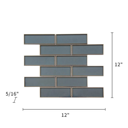 Dark Blue Glass Mosaic with Silver Trim 12-in x 12-in Glass Mosaic Wall Tile( 10 sq. ft. /Box )