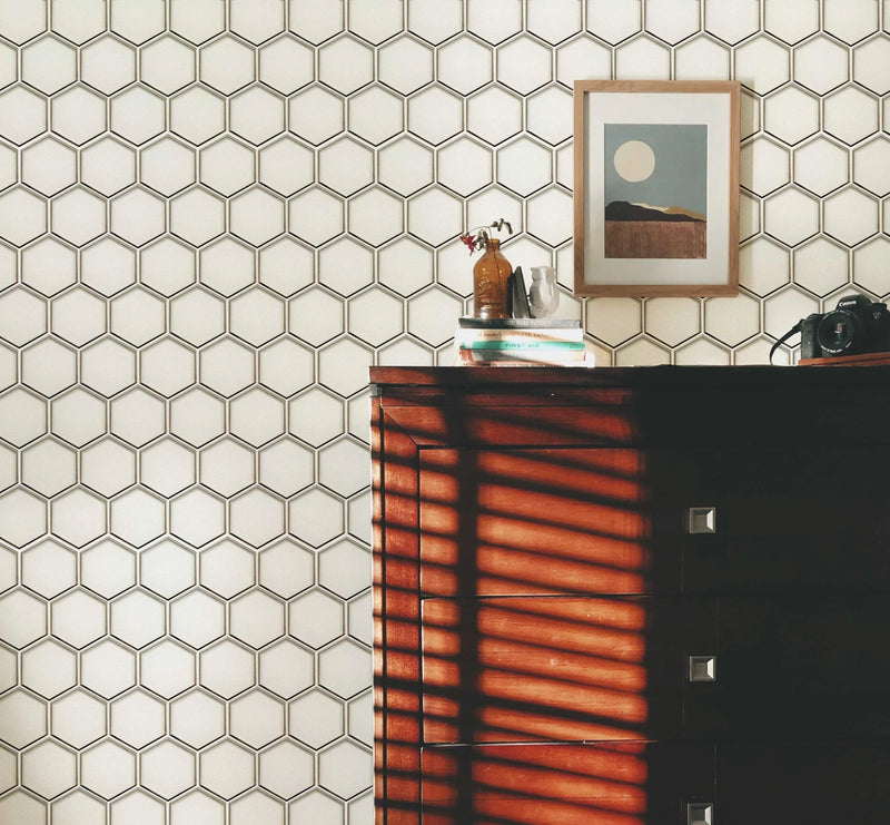 3” Hexagon Silver 9-in x 11-in Glass Mosaic with Silver Trim Glass Mosaic Wall Tile( 7 sq. ft. /Box )