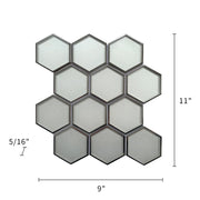 3” Hexagon Silver 9-in x 11-in Glass Mosaic with Silver Trim Glass Mosaic Wall Tile( 7 sq. ft. /Box )
