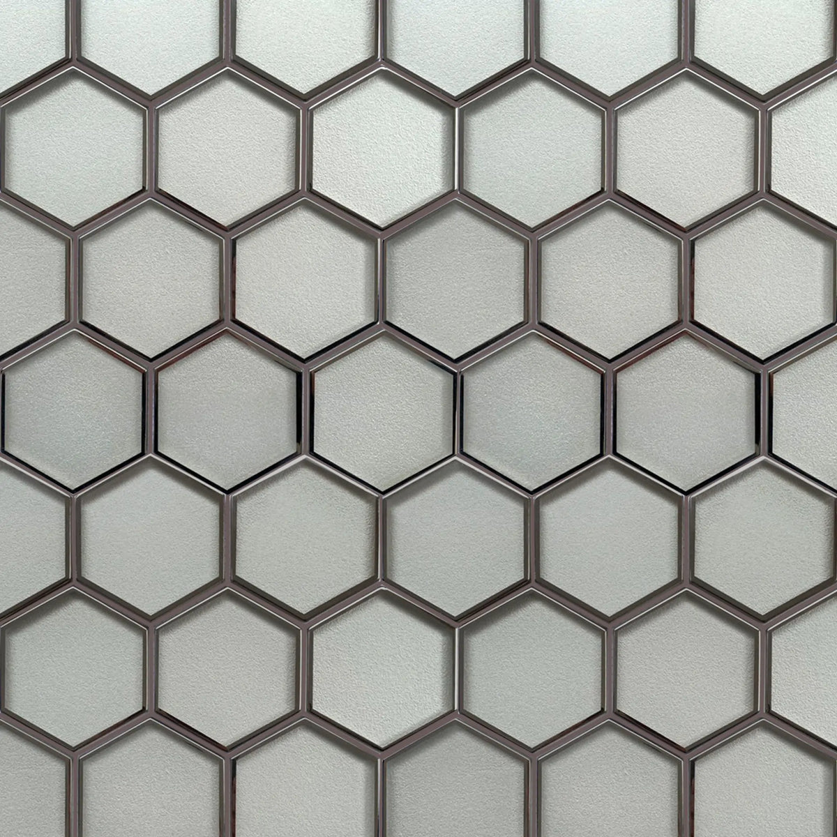 3” Hexagon Silver 9-in x 11-in Glass Mosaic with Silver Trim Glass Mosaic Wall Tile( 7 sq. ft. /Box )