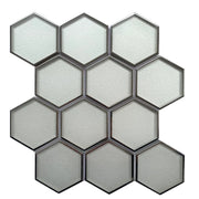 3” Hexagon Silver 9-in x 11-in Glass Mosaic with Silver Trim Glass Mosaic Wall Tile( 7 sq. ft. /Box )
