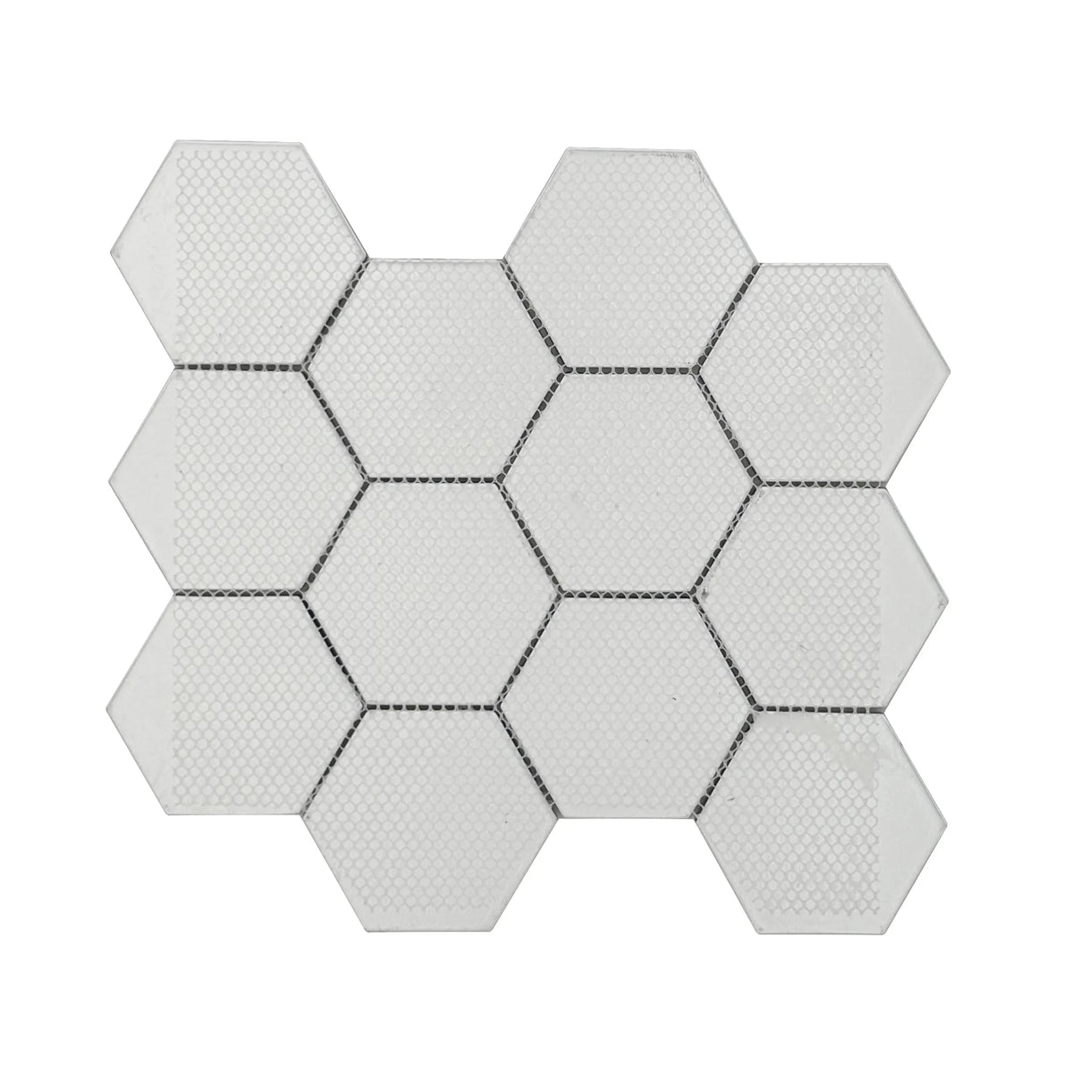 3-in Hexagon Dark Blue Glass with Silver Edge 11-in x 9-in Glass Mosaic Wall Tile( 7 sq. ft. /Box )