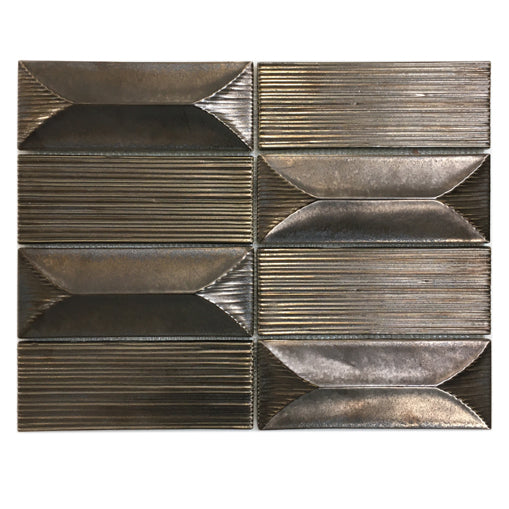 Single 12.5x16 inch Abstract 3D Pattern Bronze Porcelain Mosaic Tile – matte bronze wall tile, 1.39 sq. ft per piece