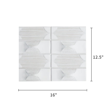 Size diagram of 12.5x16 inch Arabesque Cream Porcelain Mosaic Tile – labeled for wall and floor use, 1.39 sq. ft coverage