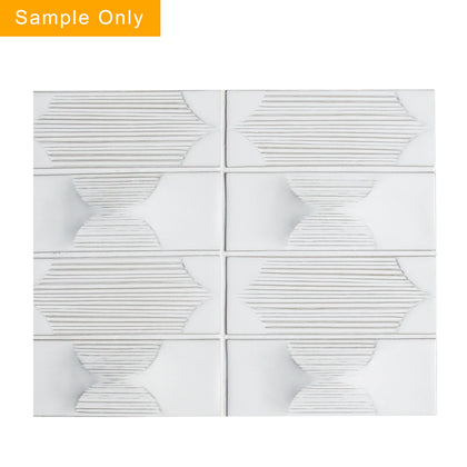 Arabesque Textured Handmade Cream Porcelain Mosaic Floor and Wall Tile - Sample (Product Shown is Full Size)