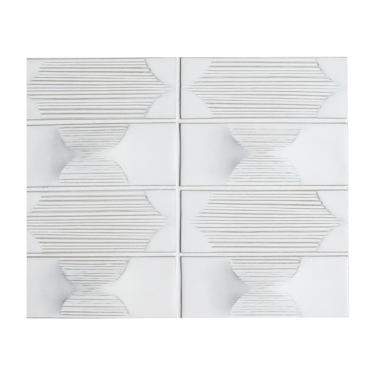 Single 12.5x16 inch Arabesque Textured Handmade Cream Porcelain Mosaic Tile – matte cream floor and wall tile, 1.39 sq. ft per piece
