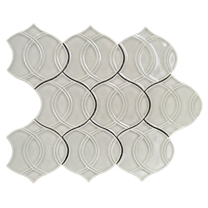 Single 14x15 inch Khaki Handmade Glazed Porcelain Mosaic Tile – glossy khaki wall tile, 1.5 sq. ft per piece