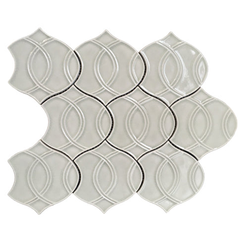 Single 14x15 inch Khaki Handmade Glazed Porcelain Mosaic Tile – glossy khaki wall tile, 1.5 sq. ft per piece