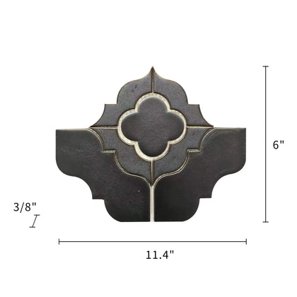 Size diagram of 6x11 inch Floral Pattern Metallic Brown Porcelain Mosaic Tile – labeled for wall and floor use, 0.48 sq. ft coverage