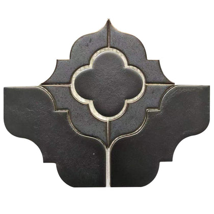 Single 6x11 inch Floral Pattern Metallic Brown Porcelain Mosaic Tile – elegant brown tile with metallic floral design, 0.48 sq. ft per piece