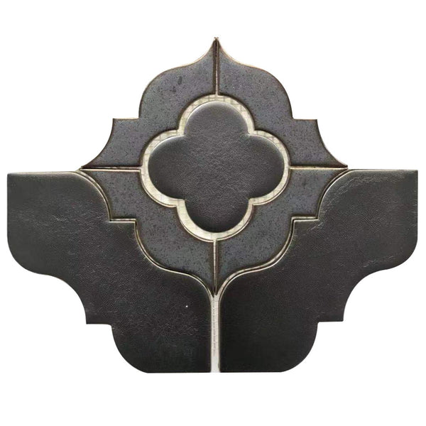 Single 6x11 inch Floral Pattern Metallic Brown Porcelain Mosaic Tile – elegant brown tile with metallic floral design, 0.48 sq. ft per piece
