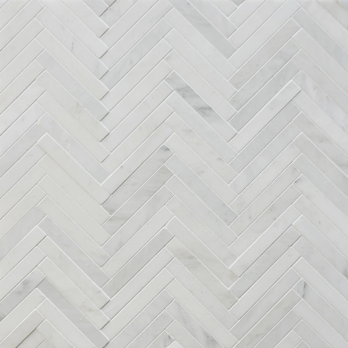 Oriental White 17-in x 10-in Polished Herringbone Marble Mosaic Floor and Wall Tile( 5.67 sq. ft. /Box )