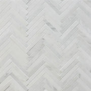 Oriental White 17-in x 10-in Polished Herringbone Marble Mosaic Floor and Wall Tile( 5.9 sq. ft. /Box )